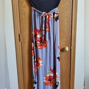 Love, Fire Floral Strapless Maxi Dress Medium